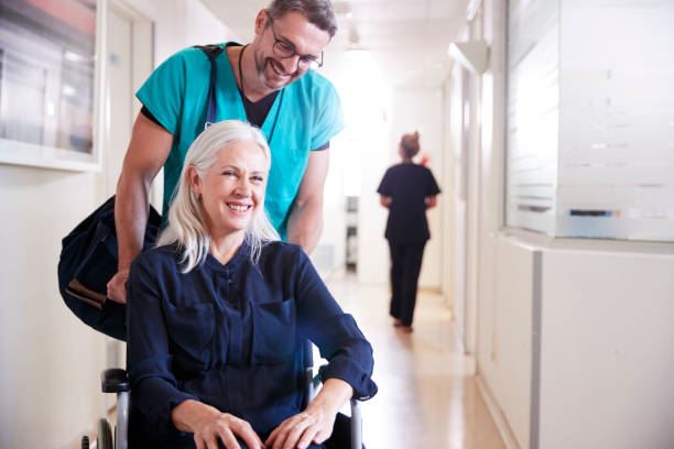 Female Patient Being Discharged From Hospital