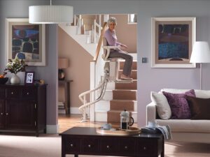 Curved stairlift in home