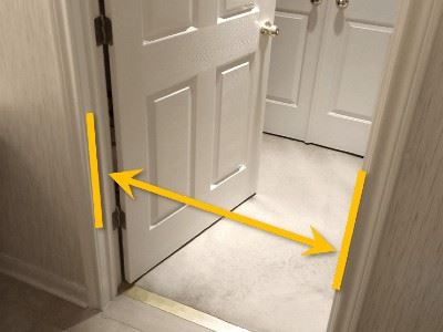 Door with arrows showing width