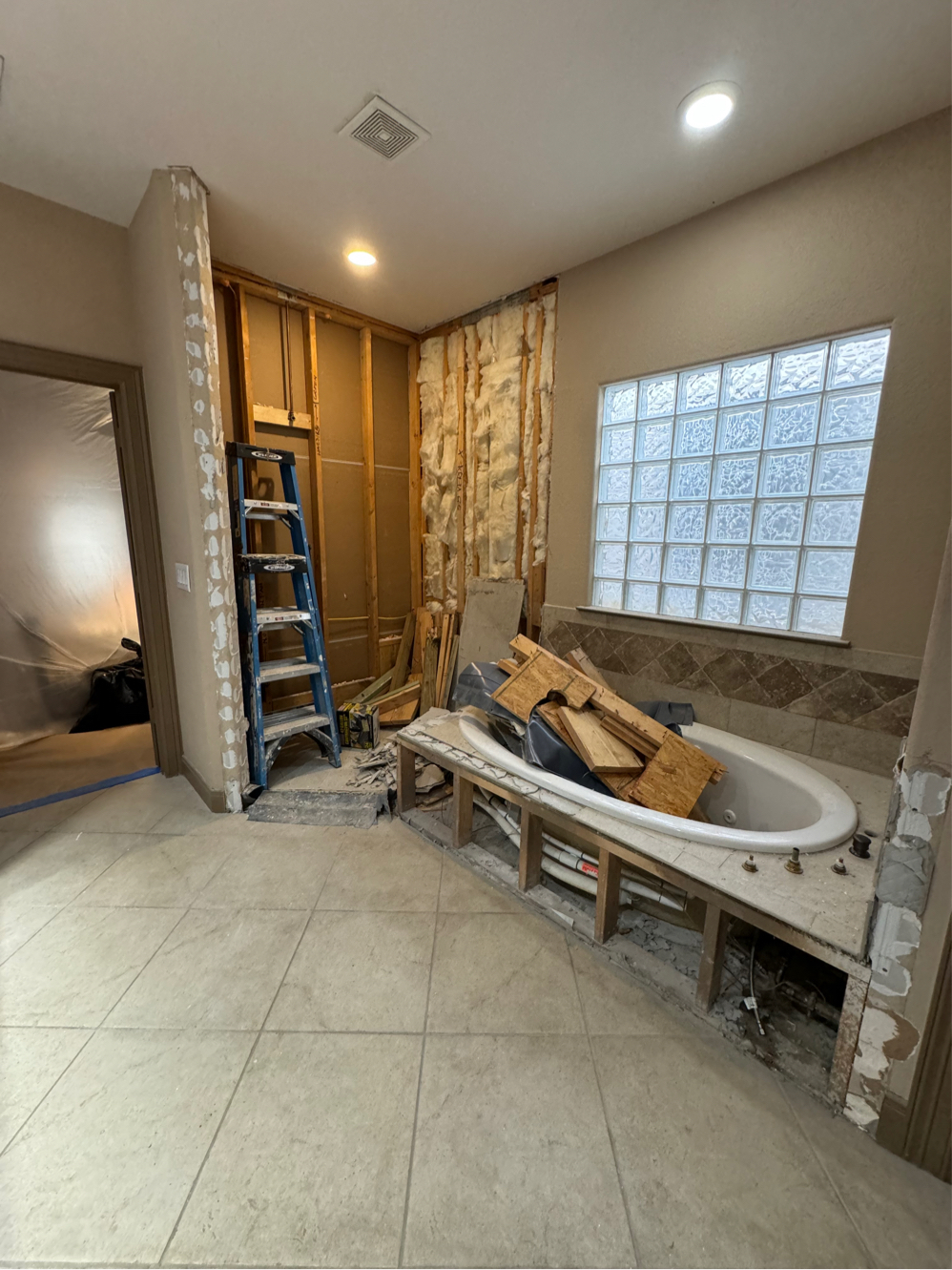 Removal of Shower and Tub